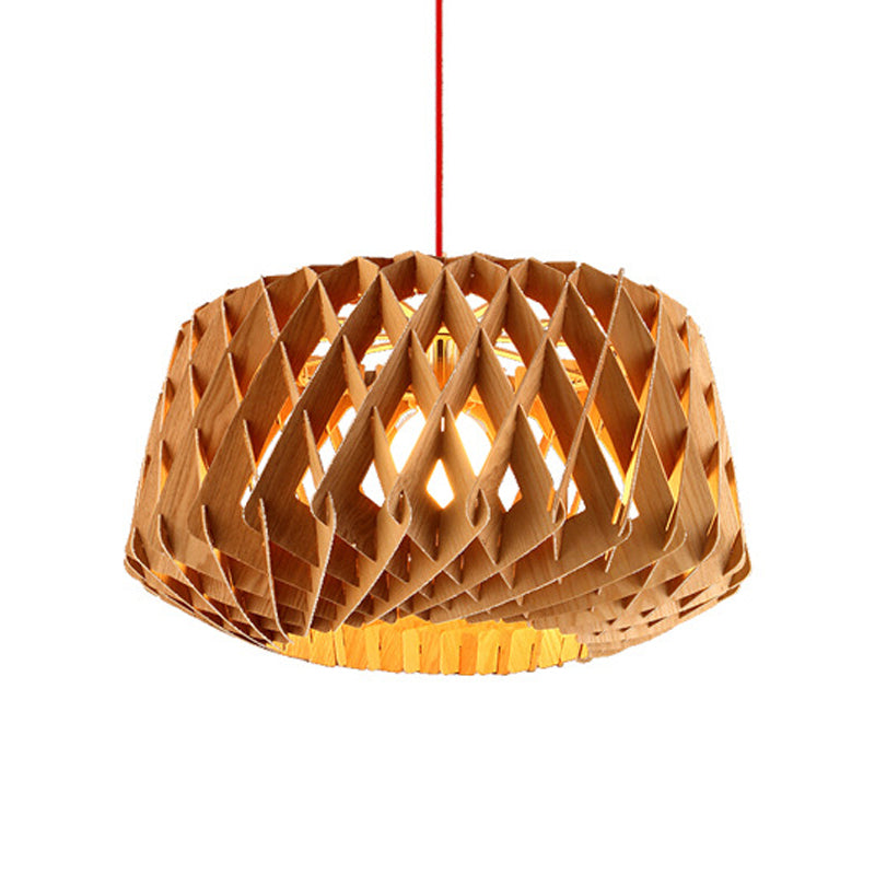 Crisscrociated Woven Drum Drum Dropserve Asian Eleghish 1 testa BEIGE Luce del soffitto