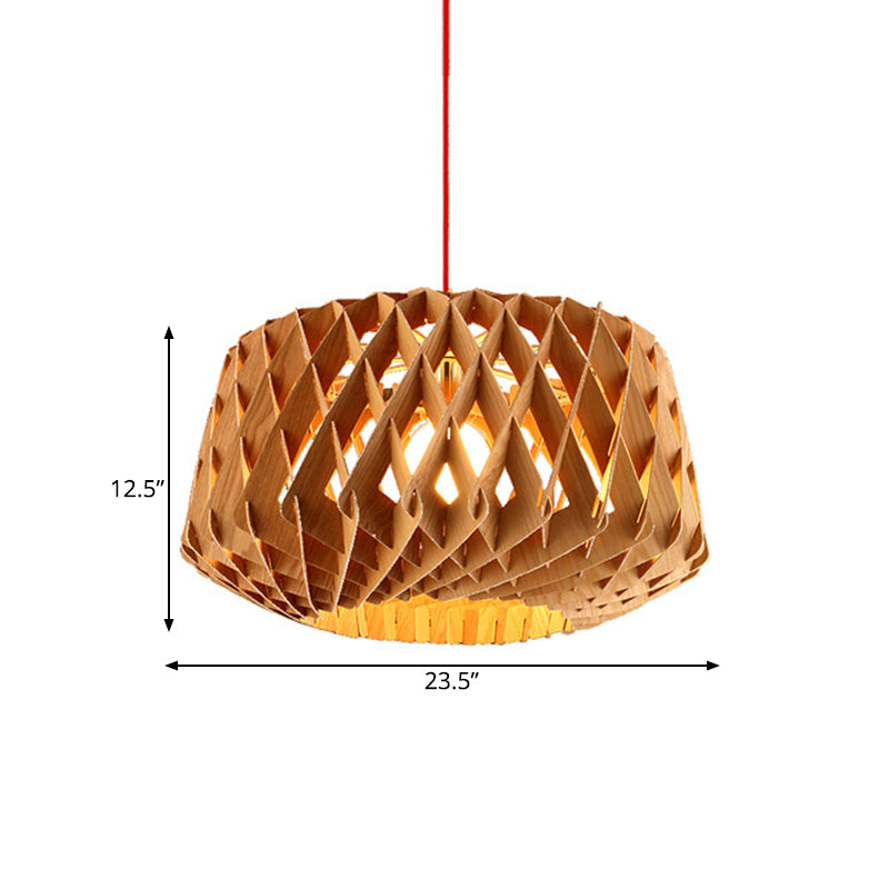 Crisscrociated Woven Drum Drum Dropserve Asian Eleghish 1 testa BEIGE Luce del soffitto