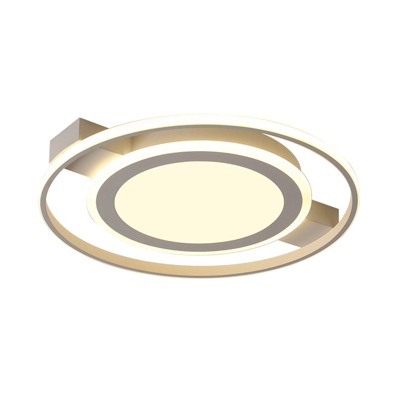Acrylic 2 Circles Flush Light Fixture Minimalist White 18"/21.5" Wide LED Ceiling Mount Lamp in Warm/White Light