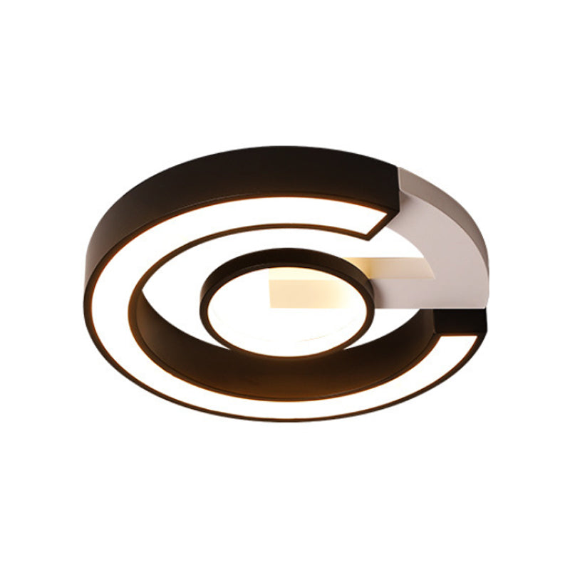Black Curved LED Flush Mount Modernism Acrylic Flush Ceiling Light Fixture in Warm/White Light, 18"/21.5" Width