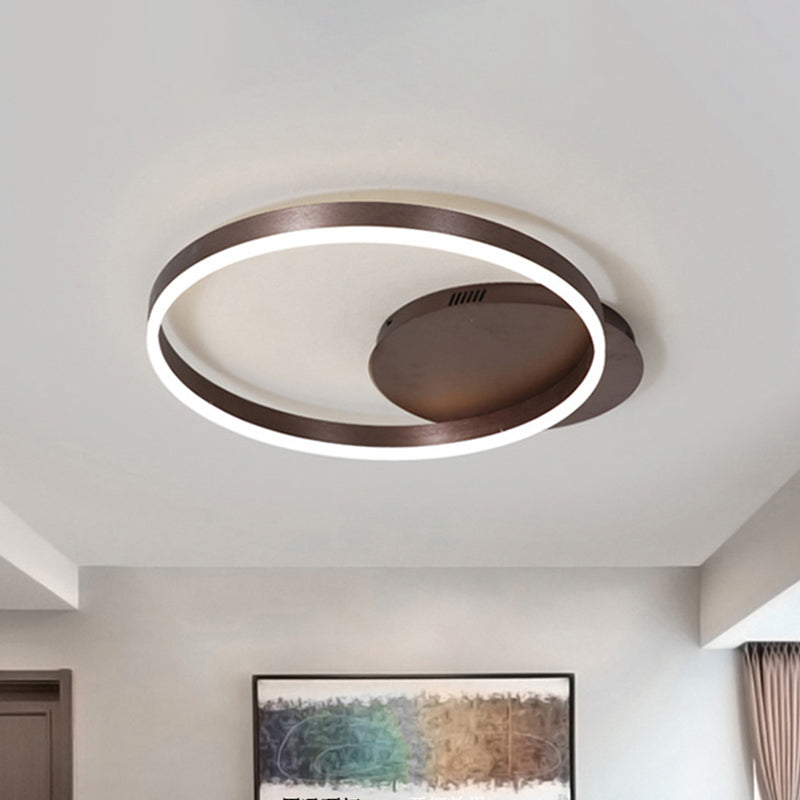 Minimalistische 1/2-head LED plafond flush aluminium koffiecirkel Flushmount verlichting in warm/wit licht, 12 "/16" /8 "+16" W