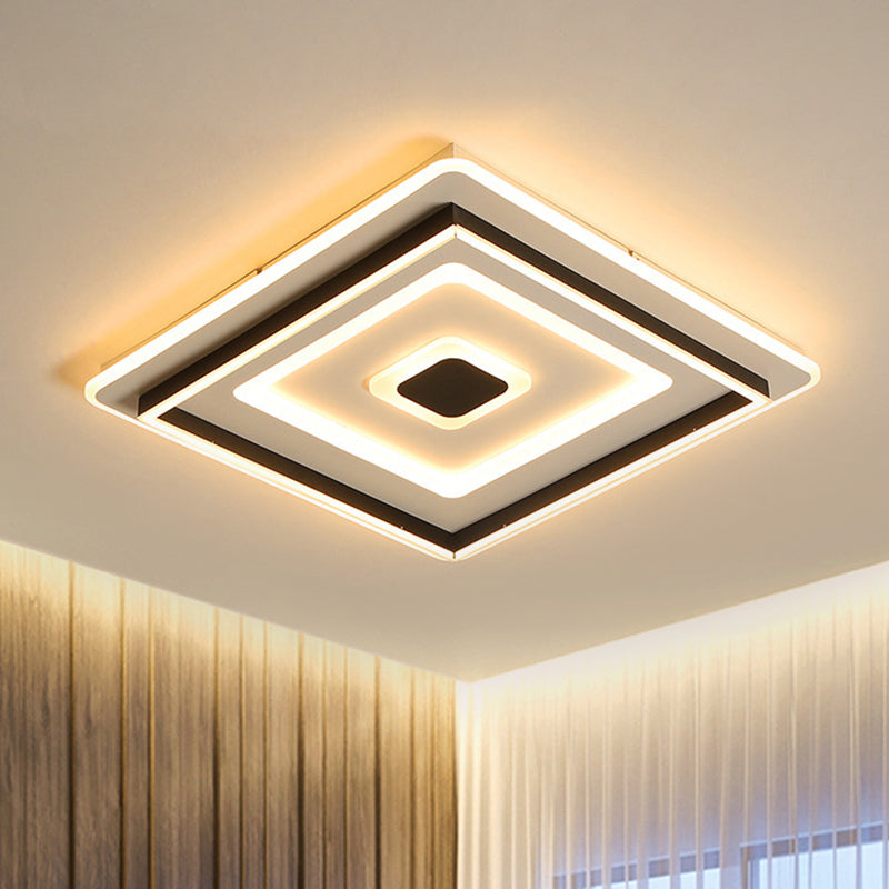 Acryl Overlappend Vierkant Flushmount Modern Stijlvol 18/ 21.5 Breed LED Plafond Gemonteerd Licht in Zwart, Warm/Wit Licht