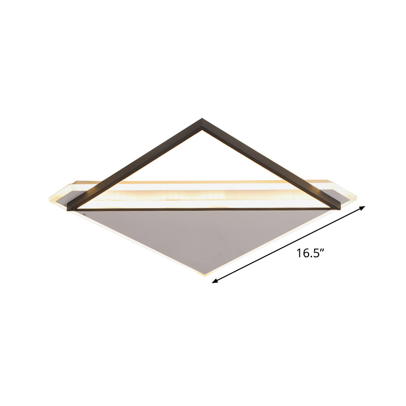 Frame-Panel Gecombineerde Rhombus Flushmount Minimale Creatieve Metalen Zwart-Witte LED Plafondlamp in Warm/Wit Licht, 16.5"/20.5" Breed
