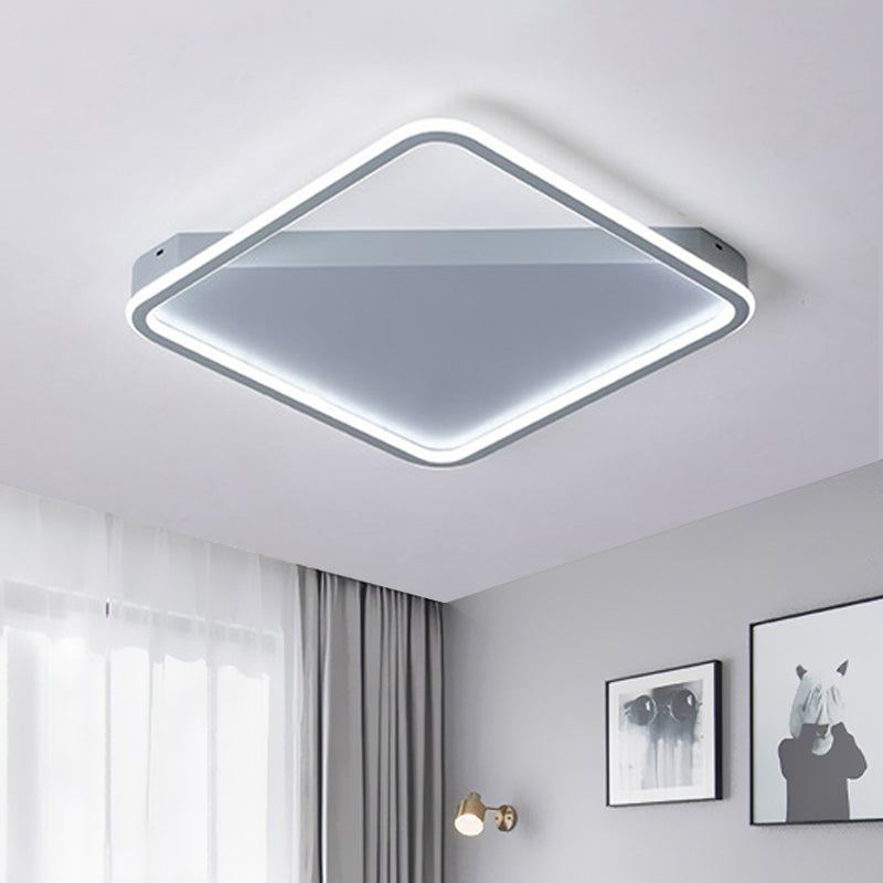 Simple Slim Square Hoop Ceiling Flush Iron Bedroom 16.5"/22" Wide LED Flush Mounted Lighting in Warm/White Light