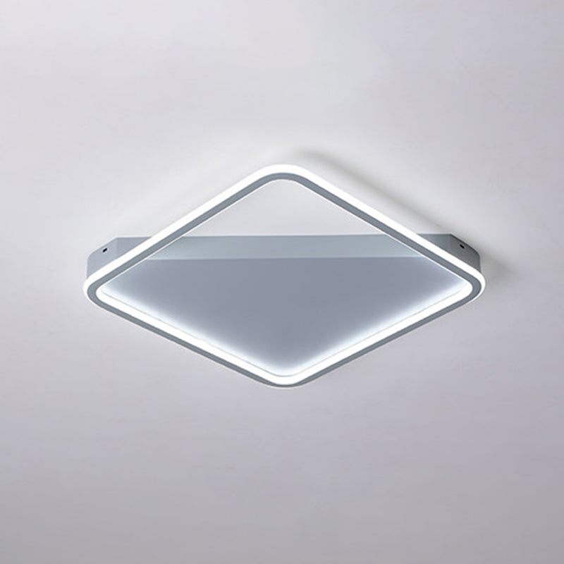 Simple Slim Square Hoop Ceiling Flush Iron Bedroom 16.5"/22" Wide LED Flush Mounted Lighting in Warm/White Light