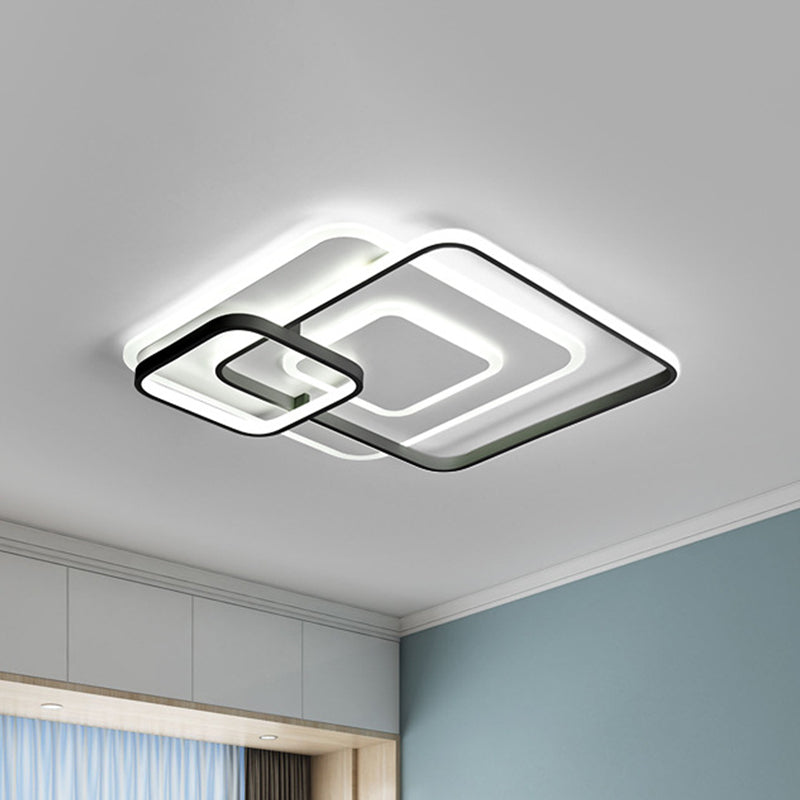 18"/21.5" W Hotel LED Flush Mount Light Modern White Close to Ceiling Lamp with Stacking Square Acrylic Frame in Warm/White Light