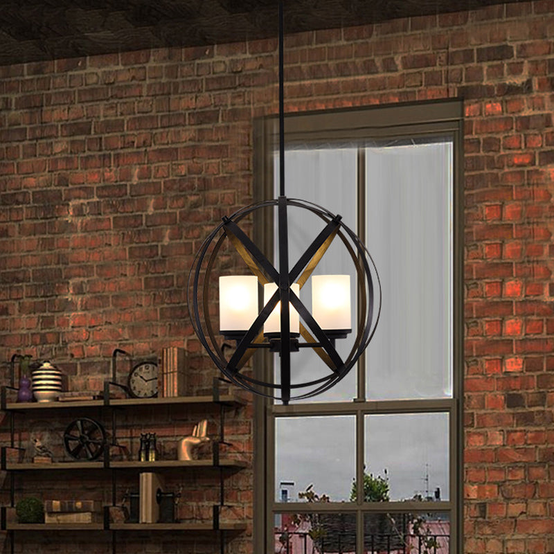 Zwart x-brace kroonluchter lamp magazijn ijzer 3 bollen
