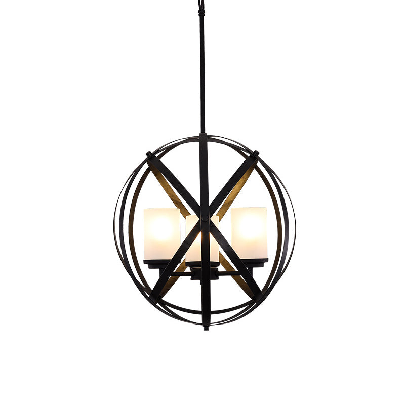 Zwart x-brace kroonluchter lamp magazijn ijzer 3 bollen