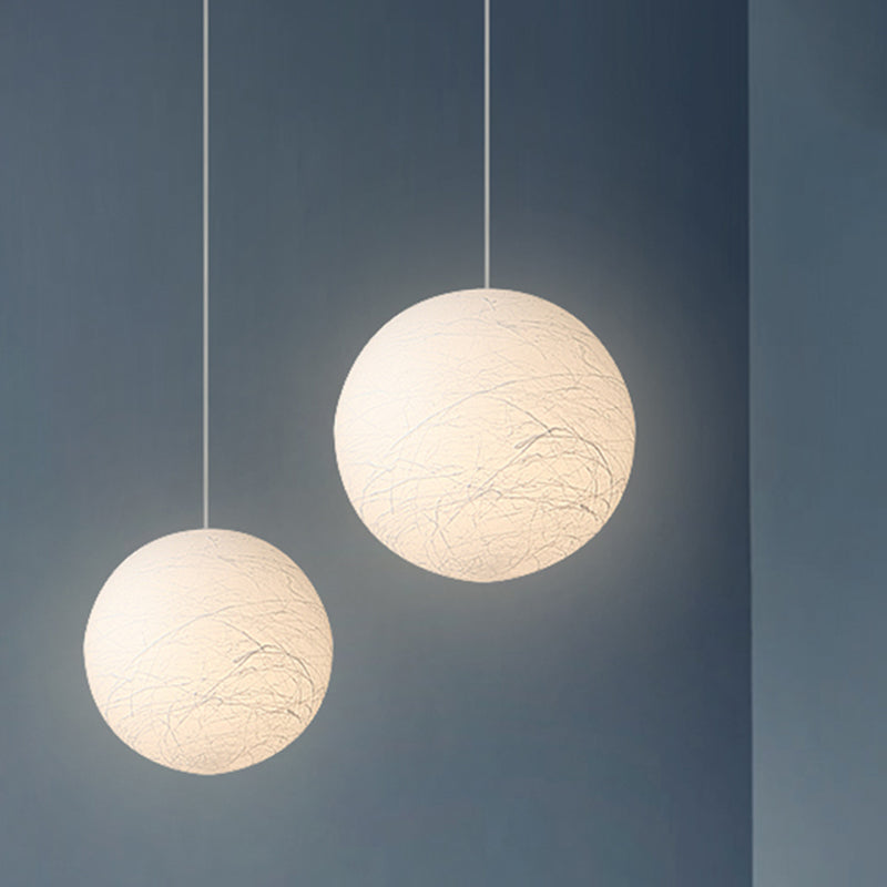 Kugelförmige Decke Anhängerlampe Einfaches Acryl -Einzelbistro -Pendel Licht in Weiß mit strukturierter Oberfläche, 8/12 Zoll Dia