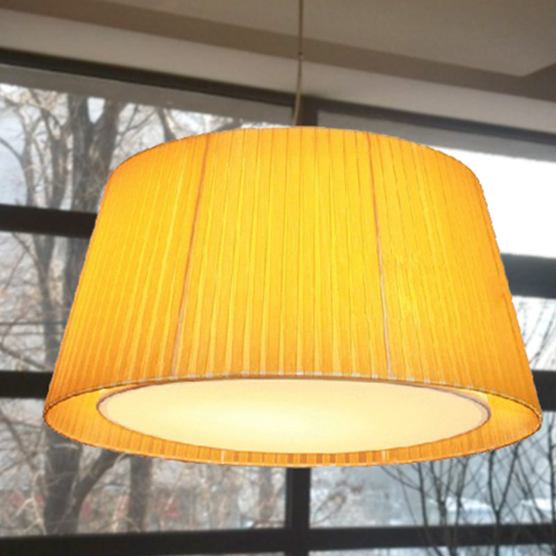 Geel dubbele frustum hangende lamp Modernistisch 1 hoofd verzamelde stof hanger plafondlicht