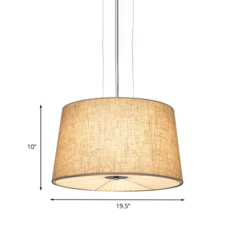 Moderne Kegelkegeldecke Kronleuchter Stoff 5-Bulb Este, hängendes Licht mit einem aufgelösten Diffusor in Flaxen
