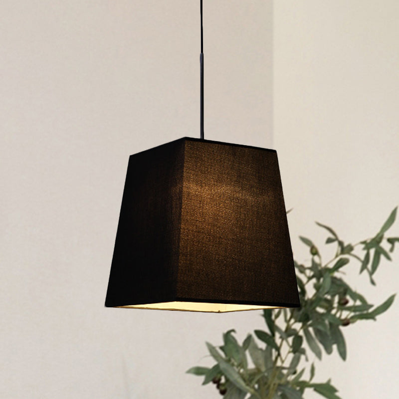 Trapeziumvormige mini hanglamp eenvoud stof enkele zwarte suspensielamp voor eetkamer