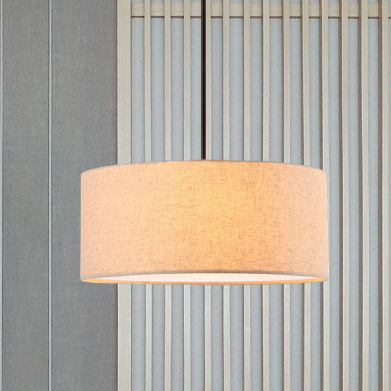 Tissu de lampe suspendue minimaliste 1 Éclairage de pendentif de restaurant léger en abricot / lin