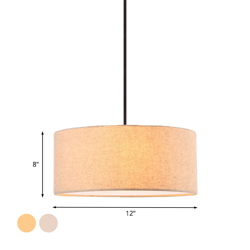 Tissu de lampe suspendue minimaliste 1 Éclairage de pendentif de restaurant léger en abricot / lin