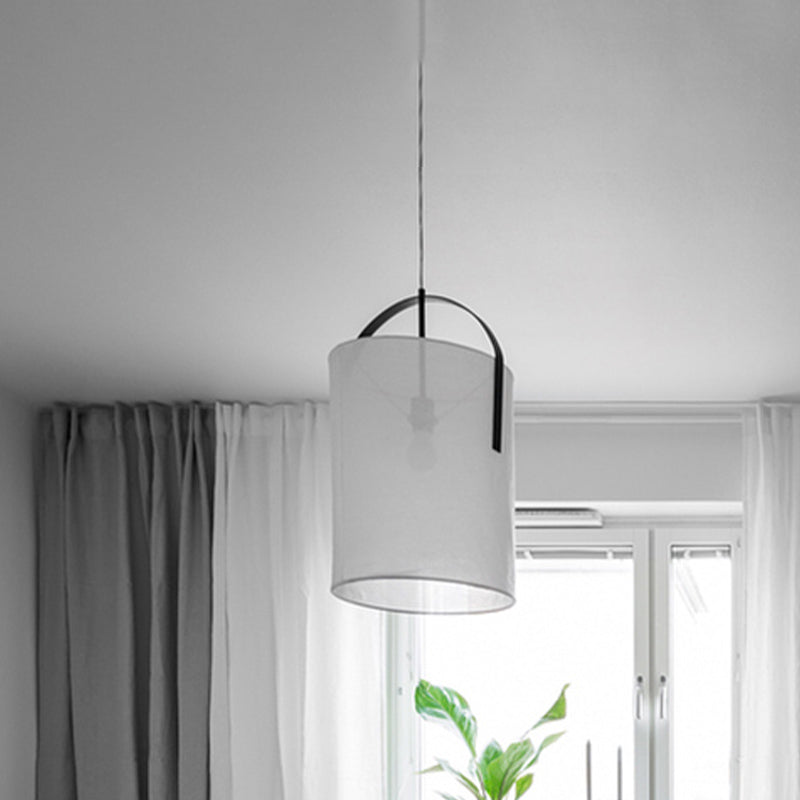 Black/Gold-White Pail Drop Lamp Simplicity 1 Head Fabric Pendant Light Fixture for Bedroom