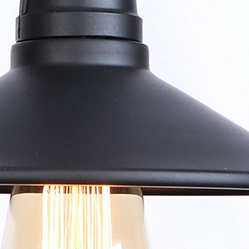 1 Luce murale del tubo a testa con tonalità cono e valvola vintage industriale lampada da parete in metallo nera