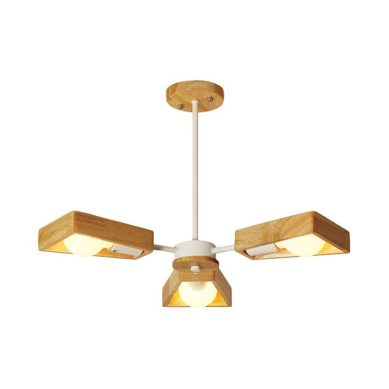 Black/White Burst Flush Mount Chandelier Modern 3/5 Bulbs Wood Semi Flush Ceiling Light with Swivelable Frame