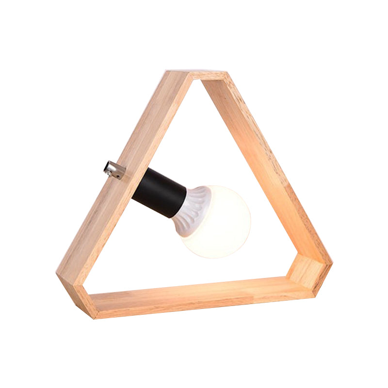 1 lampe de table de la tête de tête simplicité Lumière de nuit beige avec cadre en bois triangulaire