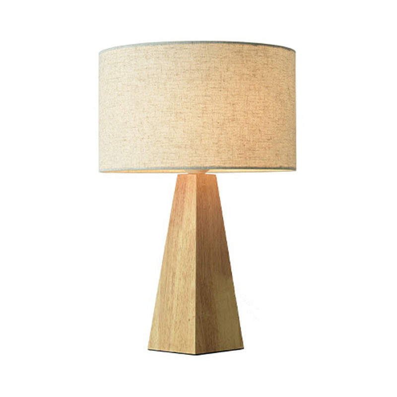 Prismatische hölzerne Tischlampe Modernist 1 leichtes beige Nachtlicht mit weißer Stofflampenschatten