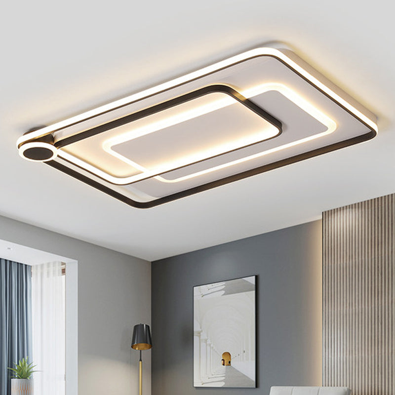 Rectangular Stacking Parlor Flush Light Acrylic Modern Stylish LED Ceiling Mounted Fixture in Black, Warm/White Light