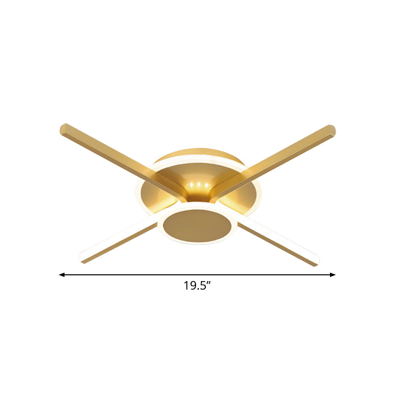 Minimalist Ray Shaped Flushmount Lighting Metallic Hotel LED Ceiling Mounted Lamp in Warm/White Light, 19.5"/24.5" Wide