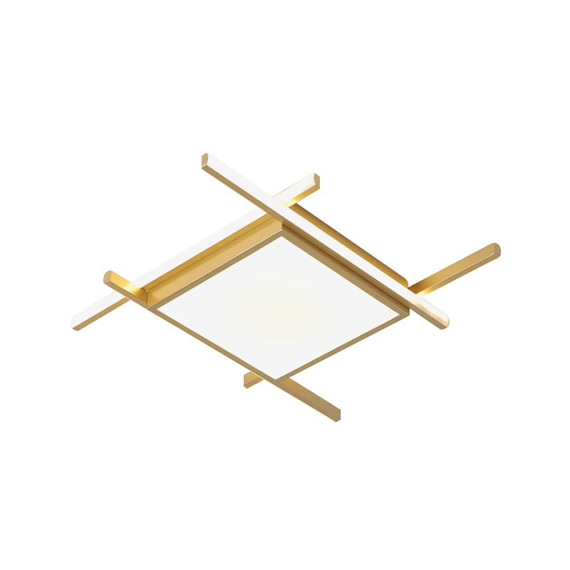 Aluminum Square Flush-Mount Light Fixture Modernism Gold Finish 18"/23" Wide LED Ceiling Lighting in Warm/White Light