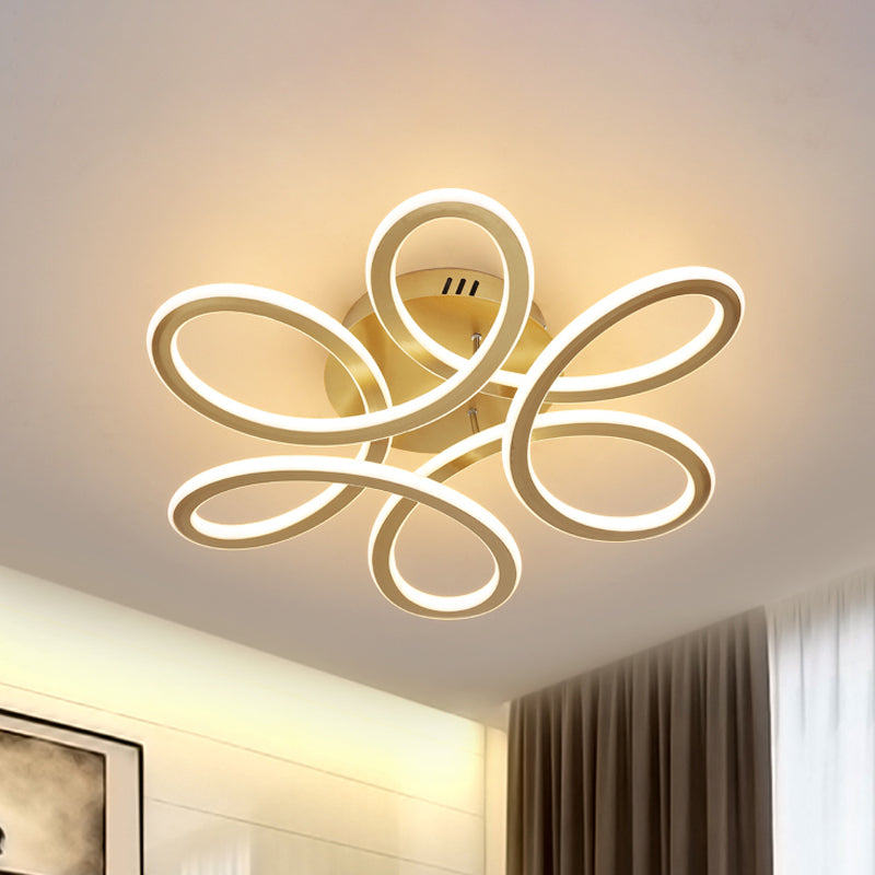Modern bloeiende acrylplafondlamp LED LED VLOK Mount Ingebouwde verlichting in goud/koffie voor slaapkamer, warm/wit licht