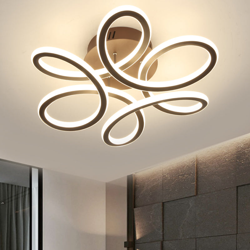 Modern bloeiende acrylplafondlamp LED LED VLOK Mount Ingebouwde verlichting in goud/koffie voor slaapkamer, warm/wit licht