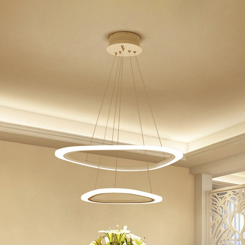 Lampadario triangolare a 3 livelli lampadario acrilico minimalismo a tramanto a pendente a sospensione in luce calda/bianca