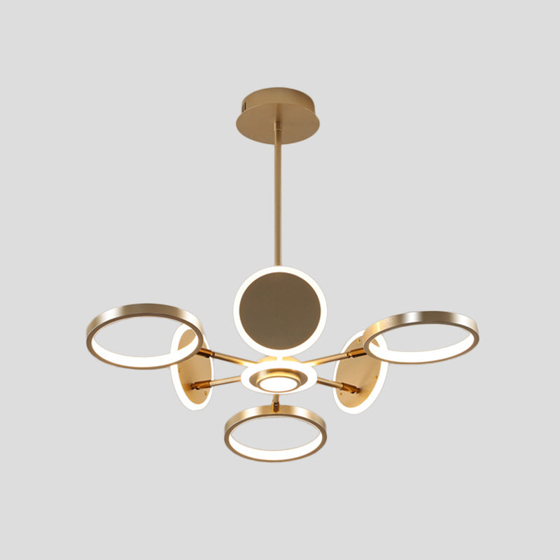 Lampada lampadario in metallo ad anello regolabile lampada nera contemporanea nera/oro 6 lampadine LED BIFFING PENDANT LUCE per sala da pranzo