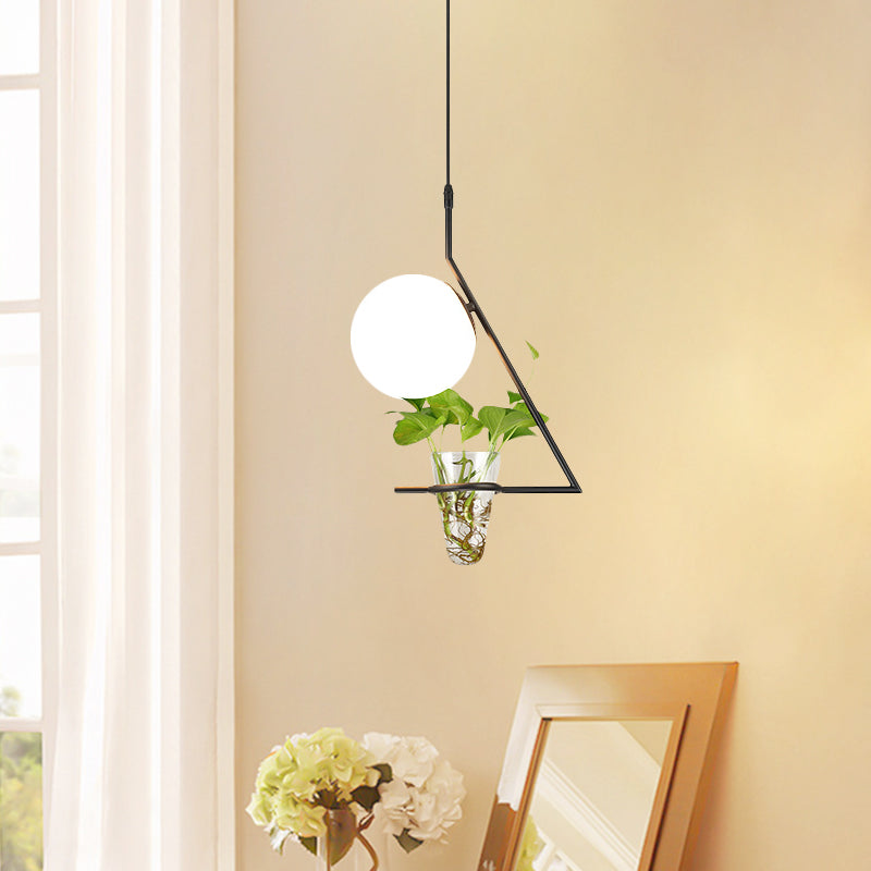Farmhouse Ball Suspension Anhänger 1 Kopfmilchglas Hanges Leuchte in Schwarz/Grau/Gold mit Pflanzenbecher
