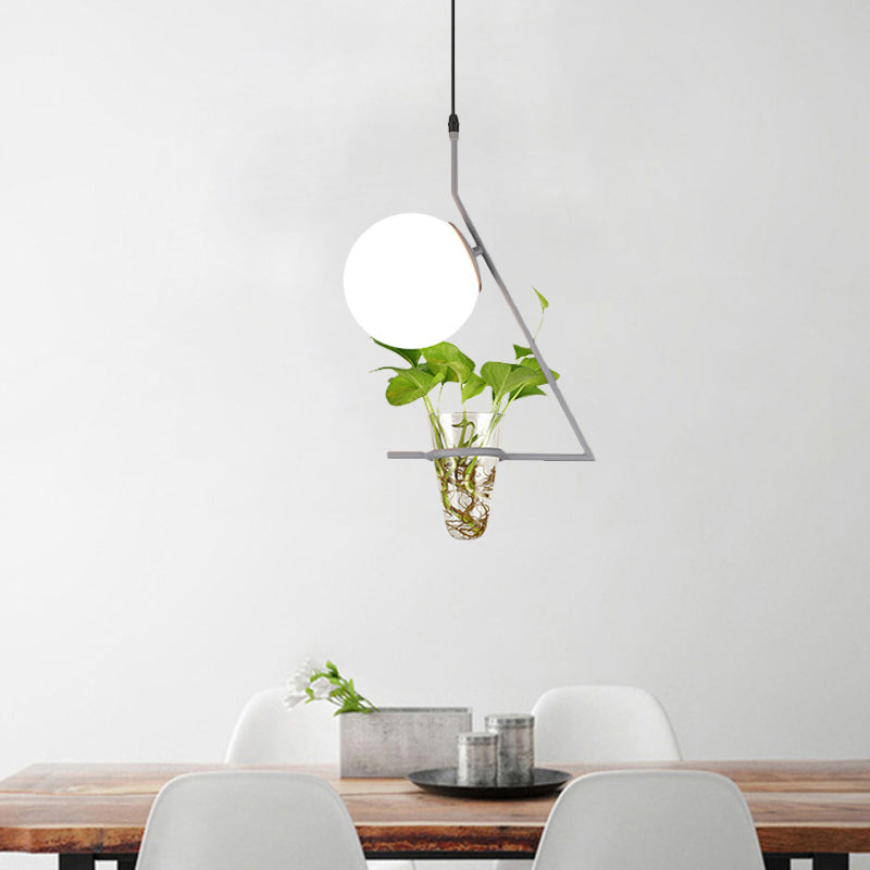 Farmhouse Ball Suspension Anhänger 1 Kopfmilchglas Hanges Leuchte in Schwarz/Grau/Gold mit Pflanzenbecher