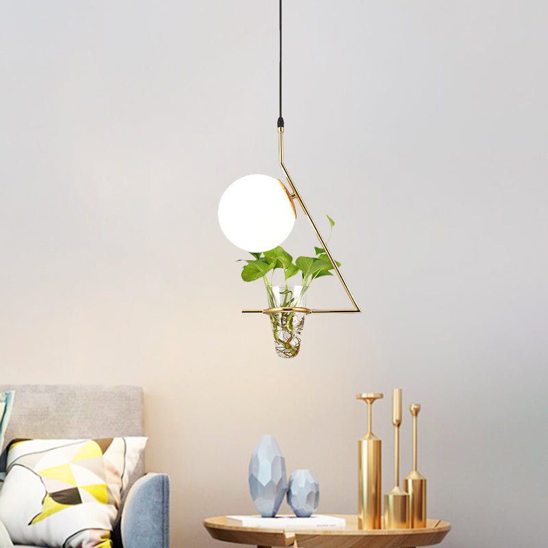 Farmhouse Ball Suspension Anhänger 1 Kopfmilchglas Hanges Leuchte in Schwarz/Grau/Gold mit Pflanzenbecher