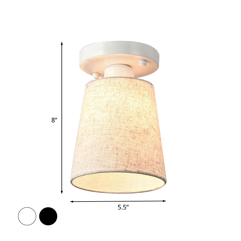 Kleine Horn-Schlafzimmer halbbündige Licht-Stoff Single-minimalist-Deckenmontage-Lampe in Schwarz/Weiß