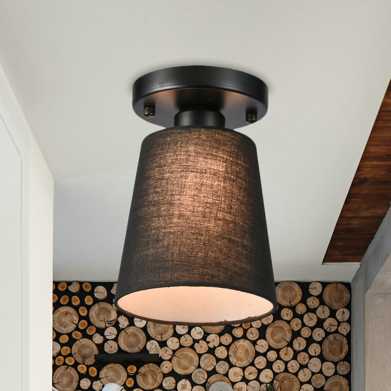Kleine Horn-Schlafzimmer halbbündige Licht-Stoff Single-minimalist-Deckenmontage-Lampe in Schwarz/Weiß
