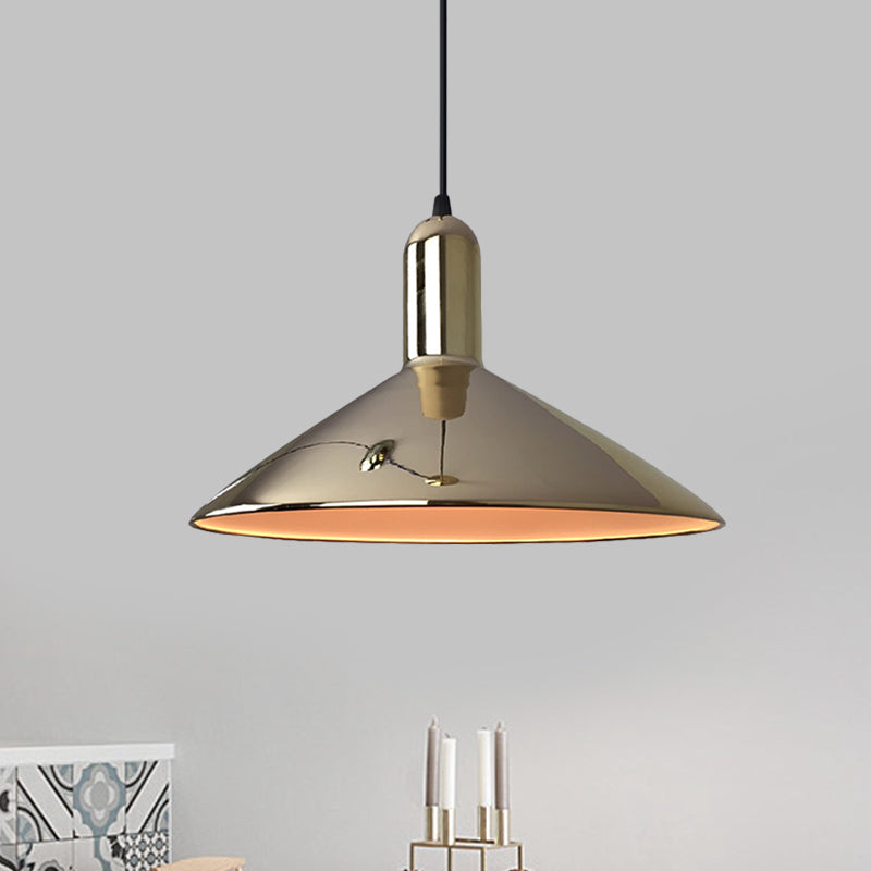Eisen Gold/Silber Down Lighting Tapered 1 Kupplb Industrial Style Pendelleuchte für Wohnzimmer