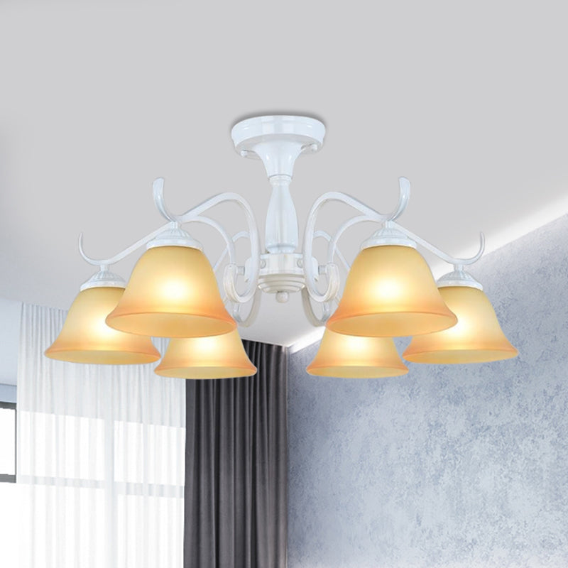 Tan Glass wijd uitlopen kroonluchter licht traditioneel 6/8 lichten woonkamer hanger verlichtingsarmatuur in het wit