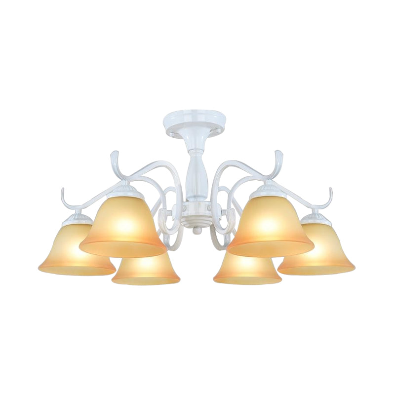 Tan Glass wijd uitlopen kroonluchter licht traditioneel 6/8 lichten woonkamer hanger verlichtingsarmatuur in het wit