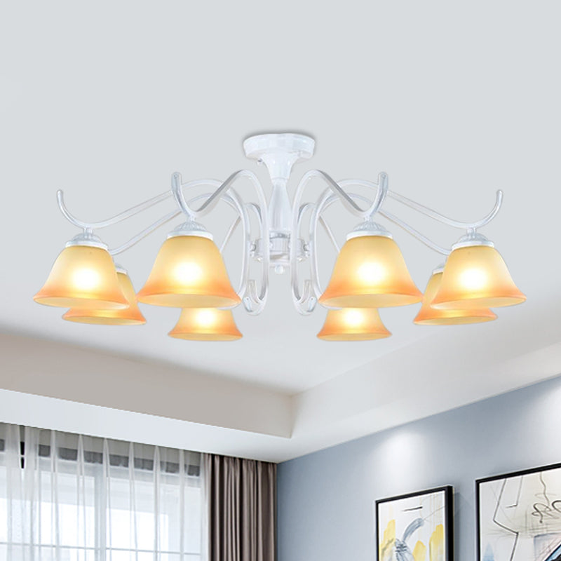 Tan Glass wijd uitlopen kroonluchter licht traditioneel 6/8 lichten woonkamer hanger verlichtingsarmatuur in het wit