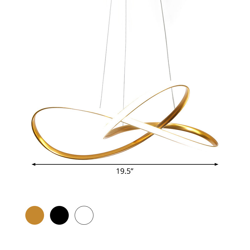 Curving LED LADELIER LIGHT LADULE ACCIFICAZIONE ACRILICA MINIMO LAMPAGGIO DI SUSPENSIONE IN BLACO/BIANCO/GOLD, LARGHTRA 19,5 "/23,5"