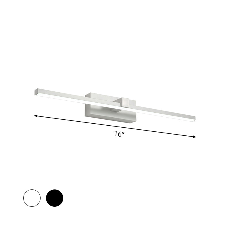 Iron Stick Vanity Mirror Light Simplicity Black/White LED Wall Mounted Lamp for Bathroom, 16/19.5/23.5 Inch Long