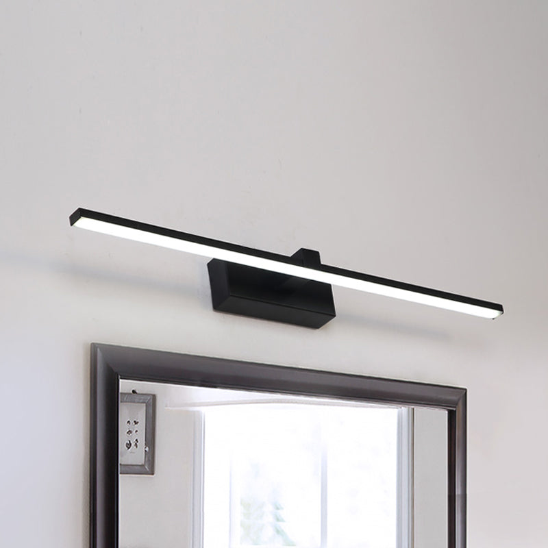 Iron Stick Vanity Mirror Light Simplicity Black/White LED Wall Mounted Lamp for Bathroom, 16/19.5/23.5 Inch Long