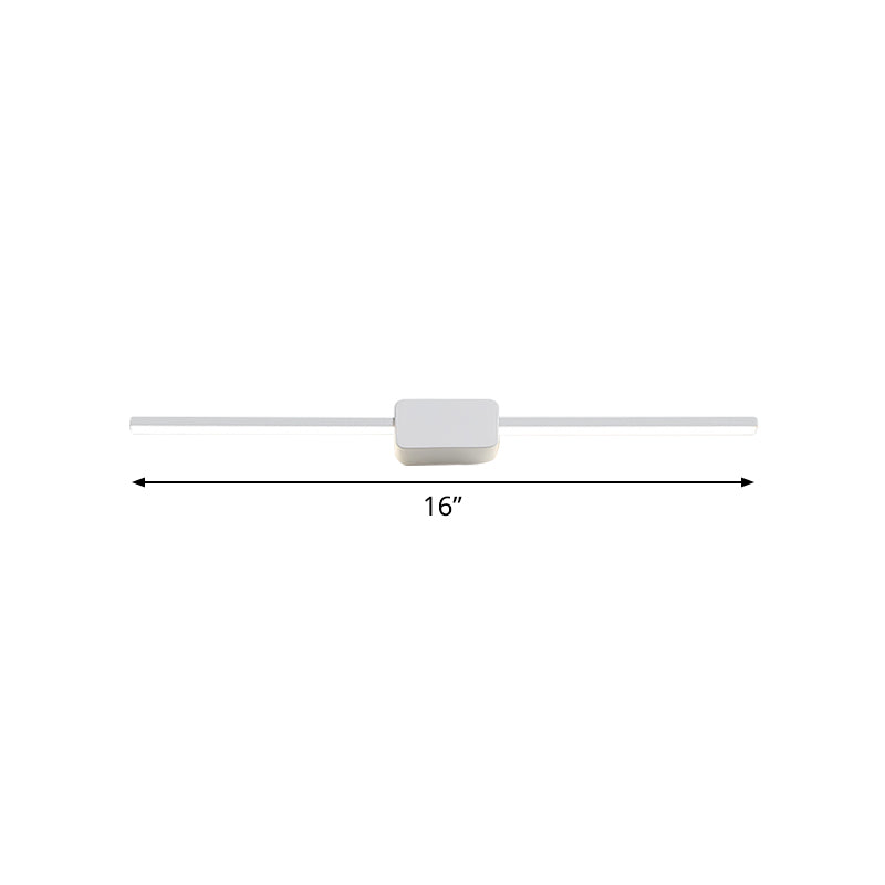 Weiß geradlinige Wandleuchte leichtes Eisen 16/23,5/31,5 Zoll langes LED -Waschtischlampe in warmem/weißem Licht