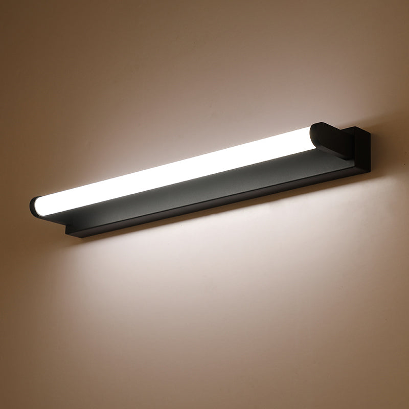 16"/20"/24" L Bathroom LED Vanity Sconce Minimalism Black Wall Light with Tubular Acrylic Shade