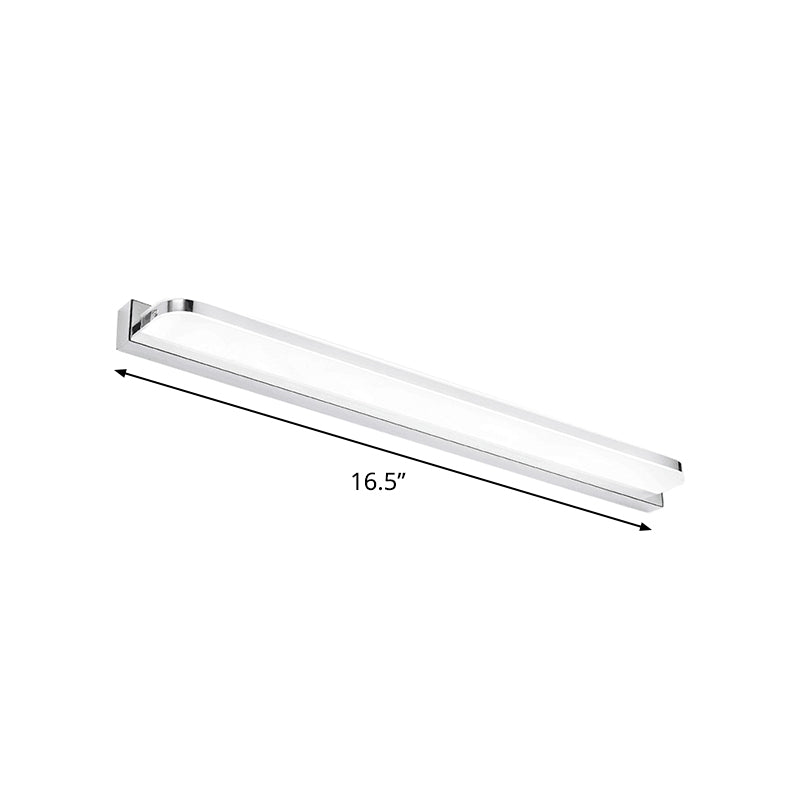 Rectangular Wall Vanity Light Simple Stainless Steel Chrome 16.5"/20.5"/24.5" L LED Sconce Fixture with Rounded Corner, Warm/White Light