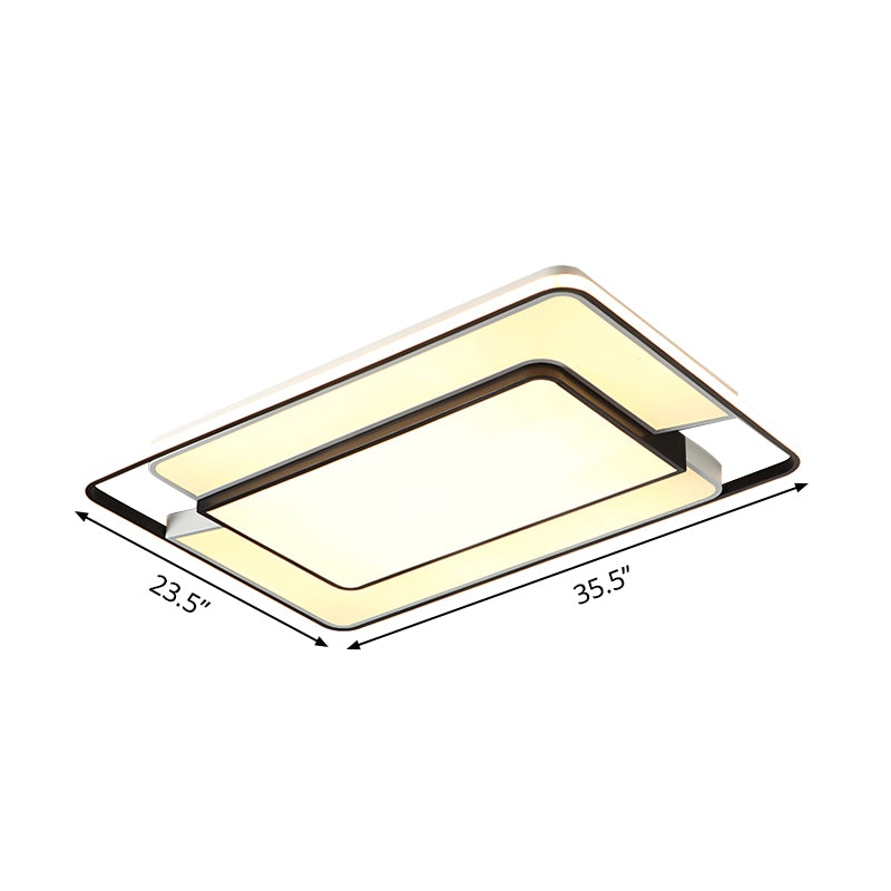 2-Rectangle Thin Ceiling Lamp Modern Aluminum Black and White LED Flush Light Fixture for Living Room