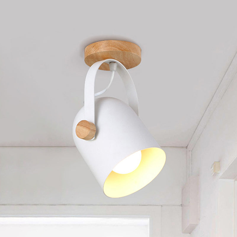 Kleine verlängerte Kuppel Semi Mount Beleuchtung Nordic Metall 1-Licht weiße Deckenbefestigung mit verstellbarem Griff