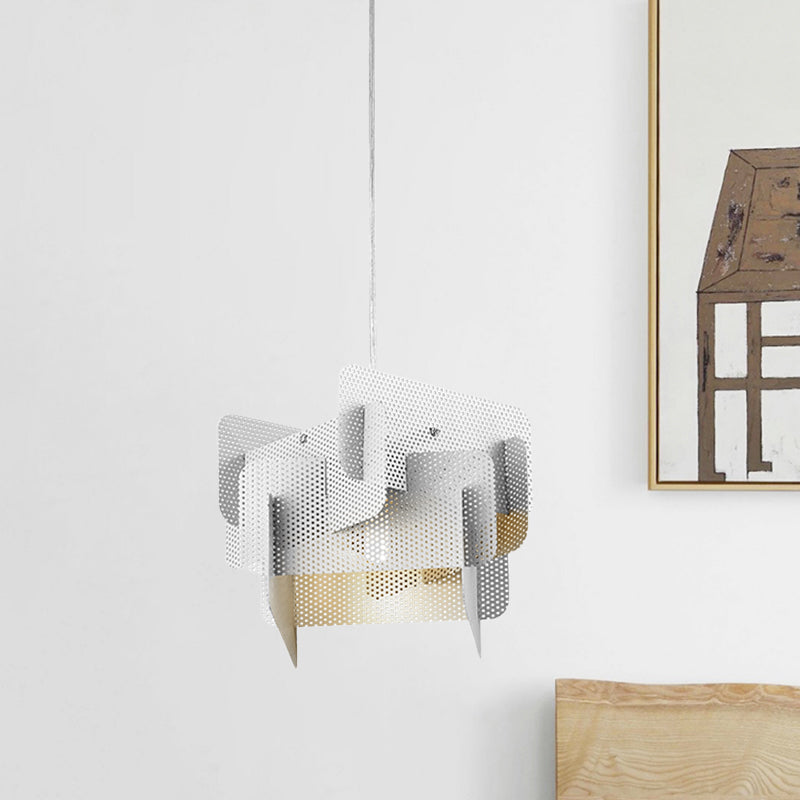 Staal gesplitst maasscherm druppel hanger Modern Vogue 1 kop roze/grijs hangende plafondlicht voor eetkamer