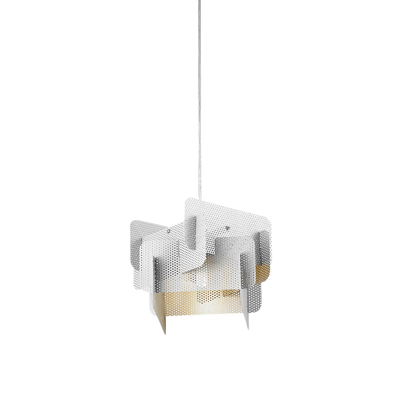 Steel Spliced Mesh Screen Drop Pendant Modern Vogue 1 Head Pink/Grey Hanging Ceiling Light for Dining Room