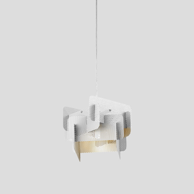 Steel Spliced Mesh Screen Drop Pendant Modern Vogue 1 Head Pink/Grey Hanging Ceiling Light for Dining Room